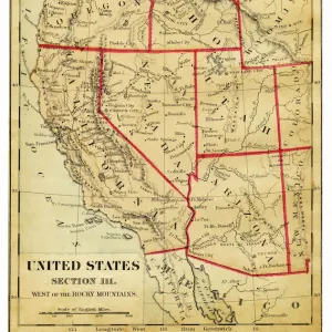 Map of Western states USA 1876