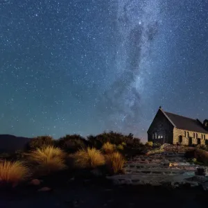 Milky way over church of Good Shepherd (Lake Tekapo)