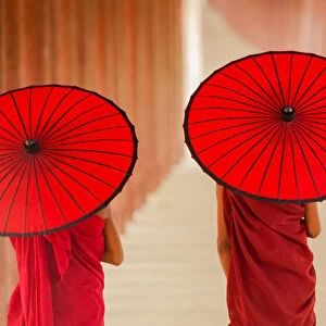 Myanmar Novice monk walking together