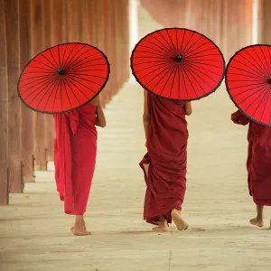 Myanmar Three novice monks together