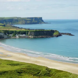 Northern Irish coastline with wide sandy beaches in Ballycastle, County Antrim, Northern Ireland, United Kingdom, Europe