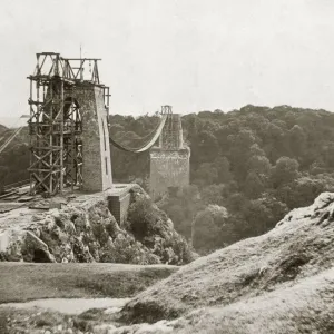 Clifton Suspension Bridge Partial Structure Print circa 1863 Clifton Suspension Bridge Partial Structure Print circa 1863