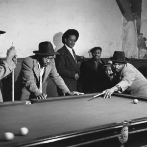 East End Club Print: West Indian Men Play Snooker 1949
