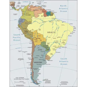 Political map of South America