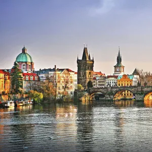 Prague Bridge over the Vltava River