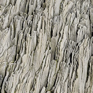 Rock layers, Halsanefshellir Cave with basalt formations, Reynisfjara beach, near Vik i Myrdal, South Coast, Iceland