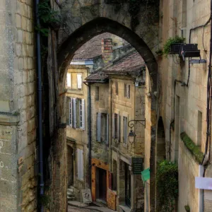 Saint Emilion village old cobbled narrow street