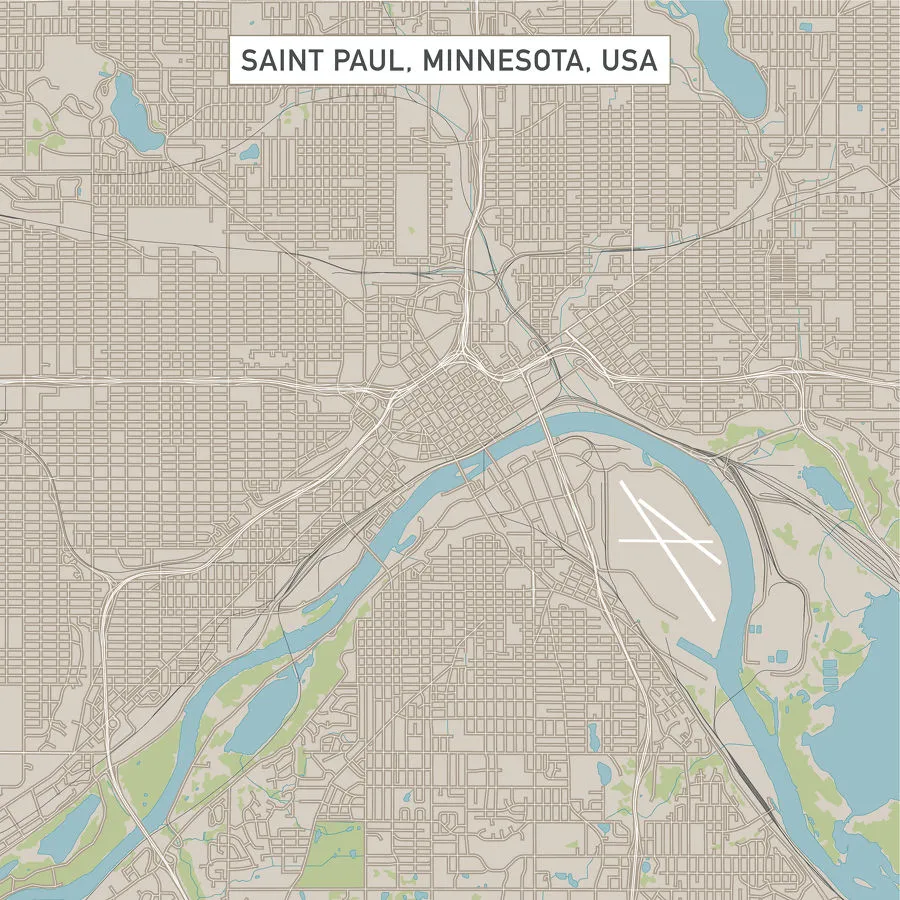 Modern City Map - Saint Paul Minnesota city of the USA with