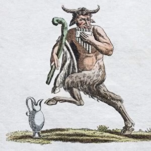 Satyr, handcoloured copper engraving from Friedrich Justin Bertuch Picture book for children