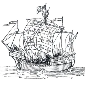 Scandinavian sailing ship 12th century woodcut