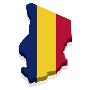 Shape and national flag of the Republic of Chad, 3D computer graphics