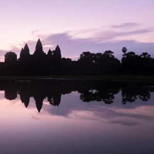 The silhouette of Angkor Wat in the early morning