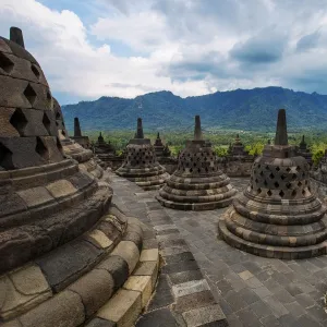 Stupas at Borobudur, Magelang, Central Java, Indonesia