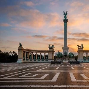Sunrise at Heros Square, Budapest, Hungary