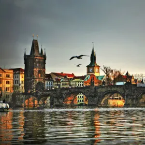 Sunset on Charles Bridge, Prague, Czech Republic