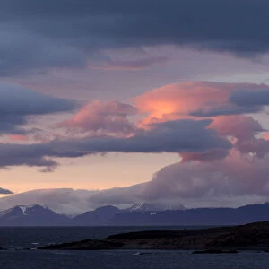 Sunset at Isfjorden, near Festningen, Kapp Linne, Nordenskiold-Land, Spitsbergen Island, Svalbard Archipelago, Svalbard and Jan Mayen, Norway