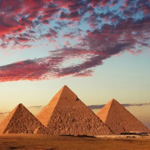 Sunset at the Pyramids, Giza, Cairo, Egypt