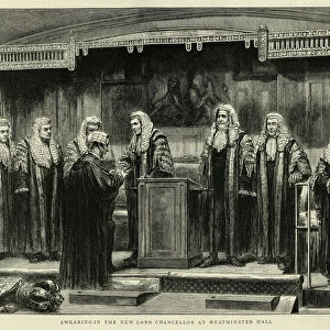Swearing in of Roundell Palmer as Lord High Chancellor of Great Britain, Westminster Hall, Victorian, 1870s 19th Century