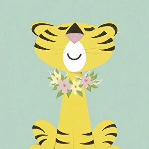 Tiger With FLower Lei