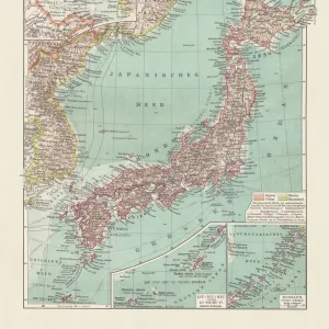 Topographic map of Japan and Corea, lithograph, published 1897