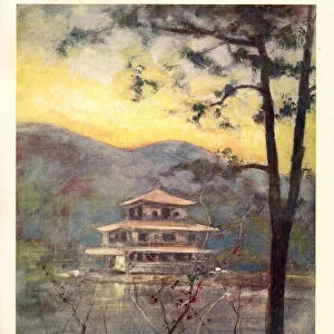 Traditional Japanese temple building, Art, Japan 19th Century