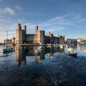 Caernarfon Castle Print at High Tide, North Wales Caernarfon Castle Print at High Tide, North Wales