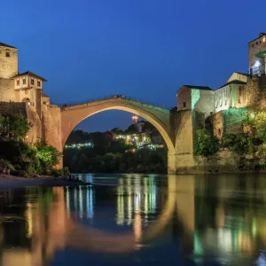 Stari Most at Dusk Print, Bosnia and Herzegovina Stari Most at Dusk Print, Bosnia and Herzegovina