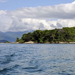 Tropical island in the Bay of Paraty or Parati, State of Rio de Janeiro, Brazil, South America