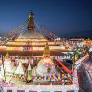 Twilight at the Boudhanath Stupa in Kathmandu, Nepal