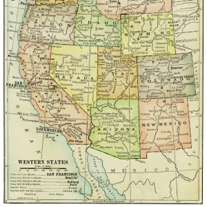 USA Western states map 1898