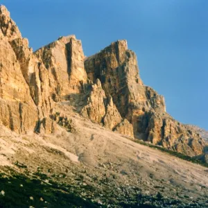 View of dolomites in a clear summer day