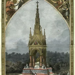 Vintage print of the Albert Memorial, London, 1872