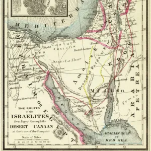 Wanderings of the Israelites Map Engraving