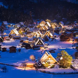 World Heritage, Light up of Shirakawago, Japan