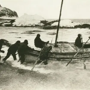 The James Caird setting out for South Georgia