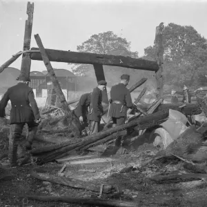 A fire at Ridley Court Farm in New Ash Green, Kent. 1938