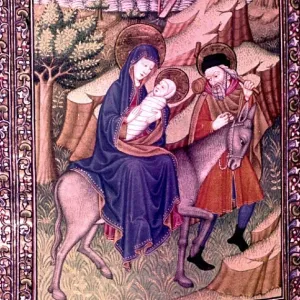 The flight into Egypt. Book of Hours believed to have belonged to Henry VIII. France, Normandy c