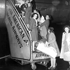 G. I. brides catching a plane to New York. London Heathrow 24th December 1946
