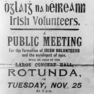 Irish rebel poster appealing for the enrolment of volunteers at a meeting presided
