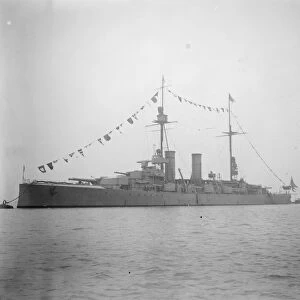 King of Sweden arrives at Sheerness. The Swedish battleship Sverige arriving