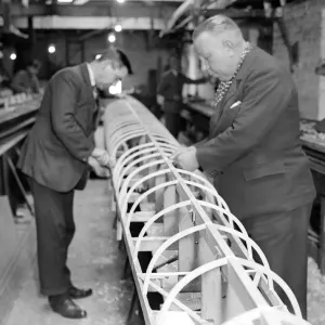 Print of Mr Bossy Phelps supervising boat construction at Putney Print of Mr Bossy Phelps supervising boat construction at Putney