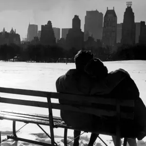 Central Park Snow Scene Print, 1962 Central Park Snow Scene Print, 1962