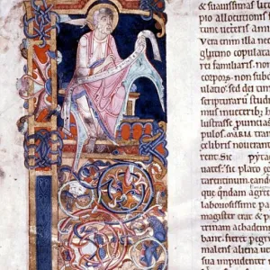 St Jerome writing his preface with hand of God on left