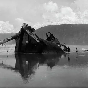 Print of Seine, a wrecked French barque at Perranporth Print of Seine, a wrecked French barque at Perranporth
