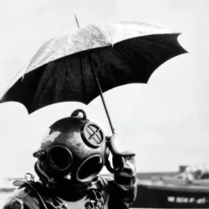 Scuba Diver with an Umbrella