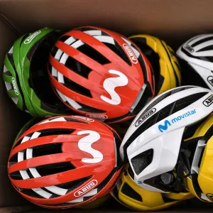 Spains Movistar cycling team helmets