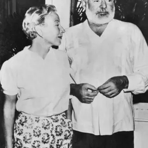 1954 Print of Ernest Hemingway with Mary Welsh in Havana 1954 Print of Ernest Hemingway with Mary Welsh in Havana