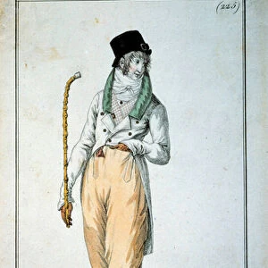 18th century fashion: Parisian suit with large collar, trousers with boats