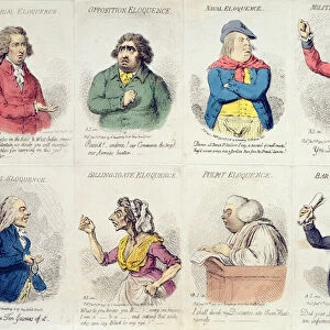 8 vignettes depicting eloquence, published by Hannah Humphrey in 1795