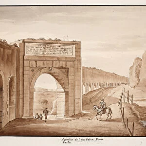The Acqua Felice and Porta Furba, 1833 (etching with brown wash)